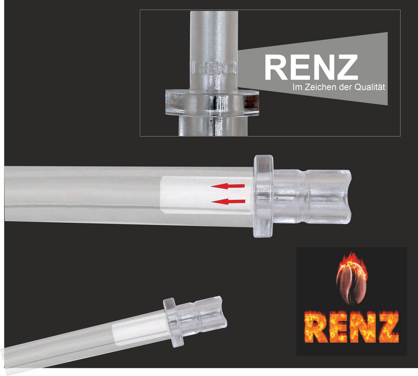 RENZ Milchschlauch Schlauch 3 Stück und 6 Stück Anschlussnippel, Zubehör für Jura Kaffeevollautomaten Z5 Z6 Z7 Z8 Z9 Z10 X5 J9 E8 S8 WE8 Cool-Control GIGA Impressa Isoliermilchbehälter Milchbehälter, Milchschlauch, Adapter transparent, Verbinder für Aufschäumdüsen Bild 4