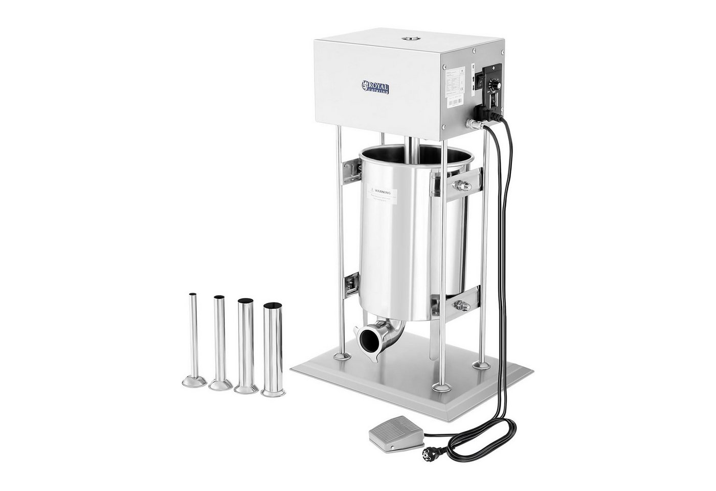Royal Catering Wurstfüllaufsatz 10 L Wurstfüller Elektrisch Wurstfüllmaschine Fußpedal 230 W
