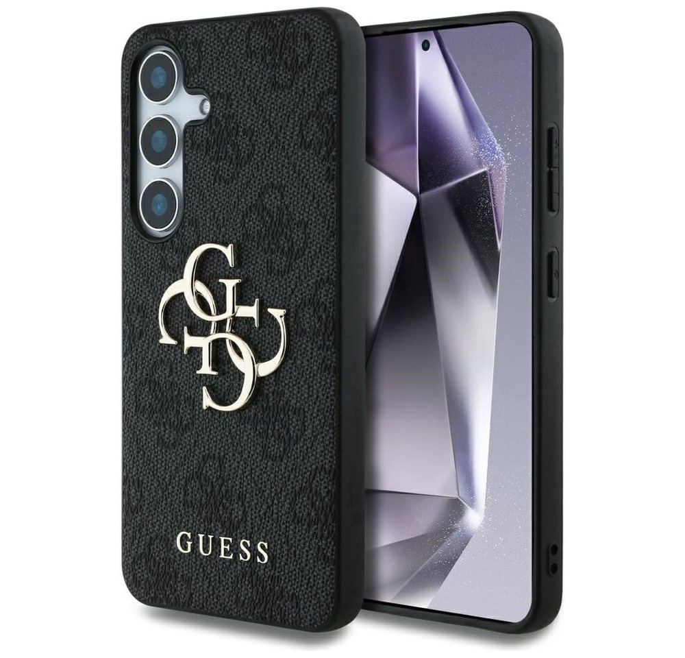 Guess Handyhülle Galaxy S25 Kunstleder grau mit goldfarbenen Logo Bild 2