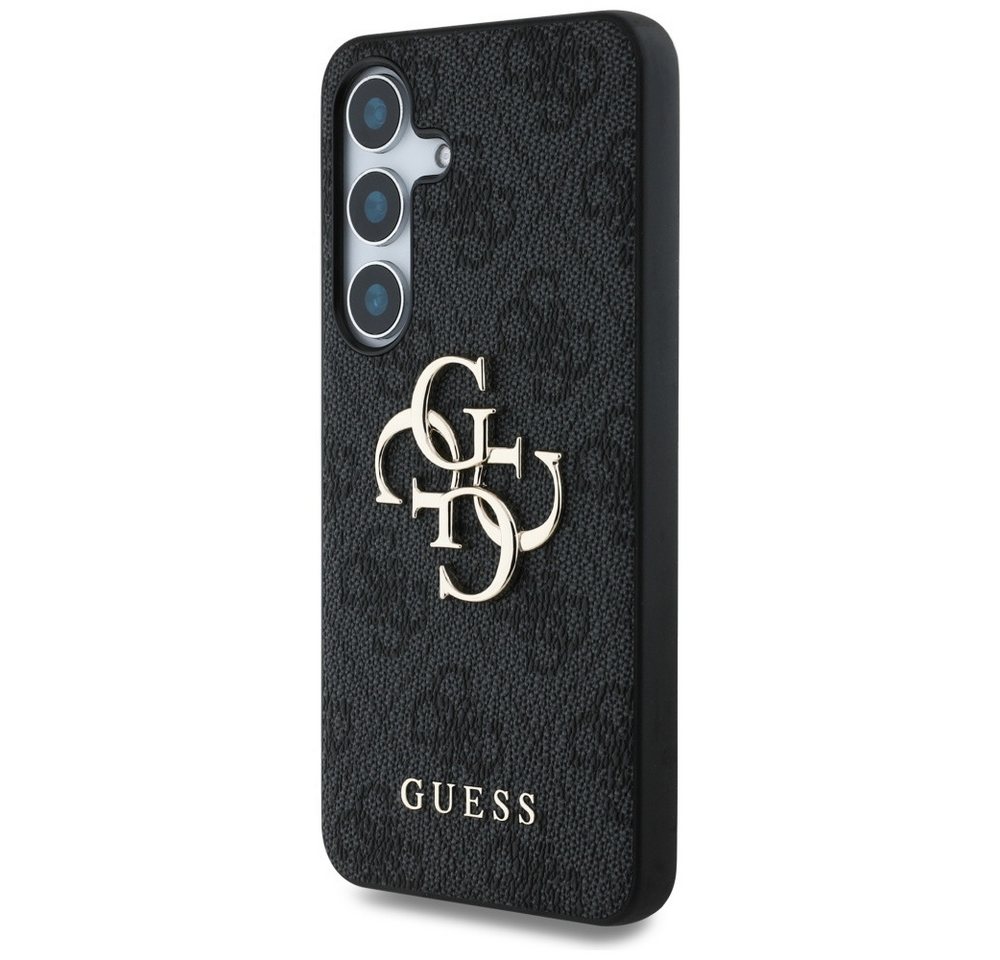 Guess Handyhülle Galaxy S25 Kunstleder grau mit goldfarbenen Logo Bild 3