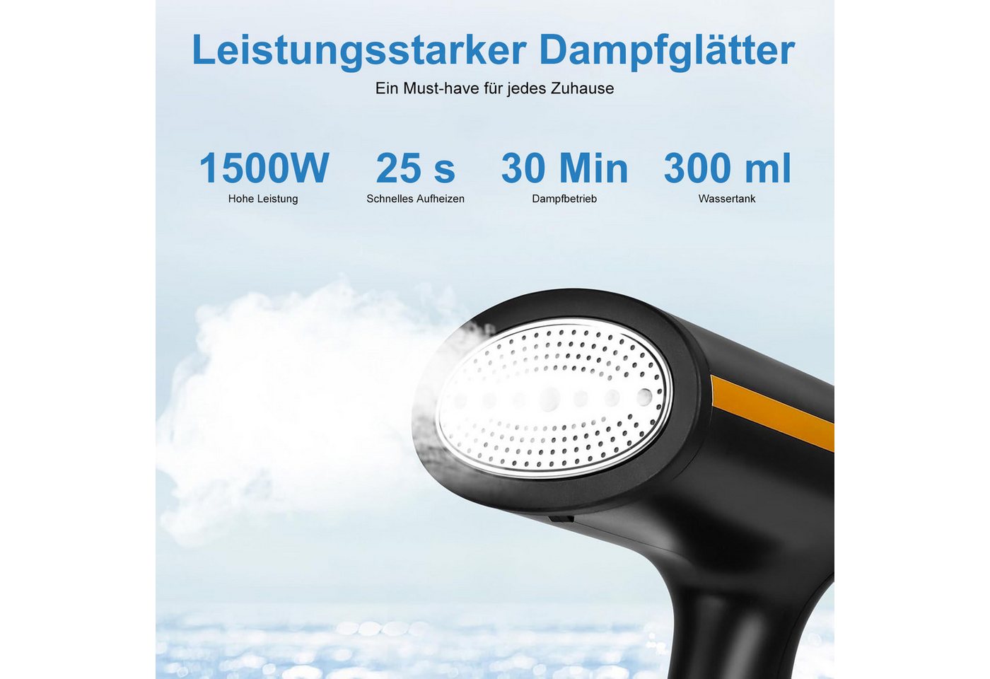 AIMAX Reise-Dampfbügeleisen Dampfbügler Steamer Dampfstufen 1500W 300ml Dampfleistung Hemdenbügler, 1500 W, 2M Abnehmbarer Wassertank Abschaltautomatik Tropfstopp Reisebügeleisen Bild 2