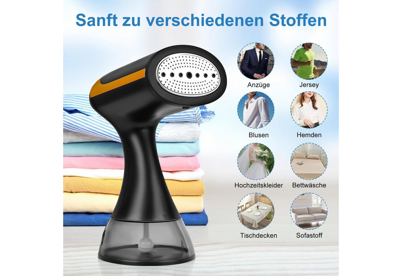 AIMAX Reise-Dampfbügeleisen Dampfbügler Steamer Dampfstufen 1500W 300ml Dampfleistung Hemdenbügler, 1500 W, 2M Abnehmbarer Wassertank Abschaltautomatik Tropfstopp Reisebügeleisen Bild 3