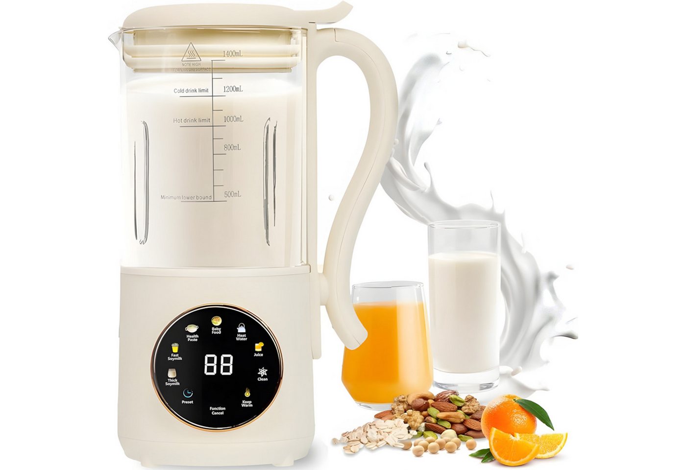 AKKEE Smoothie-Maker 1400ml Nussmilchmaschine, Entsafter Sojamilch Maschine, 600 W, mit 12 klingen Bild 3