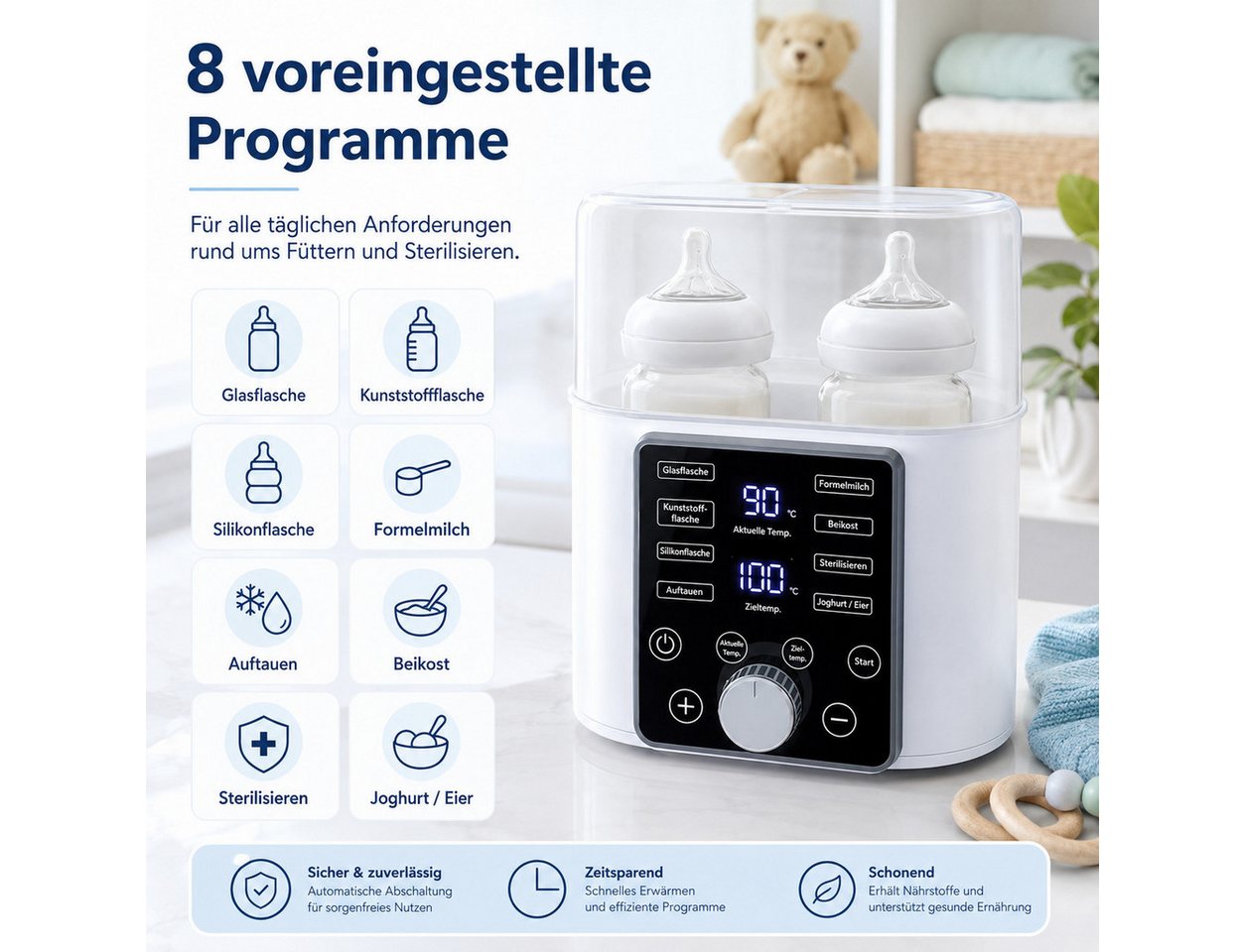 Luckice Babyflaschenwärmer Flaschenwärmer,6-in-1 Multifunktionaler Milchwärmer mit Zeitsteuerung Bild 5
