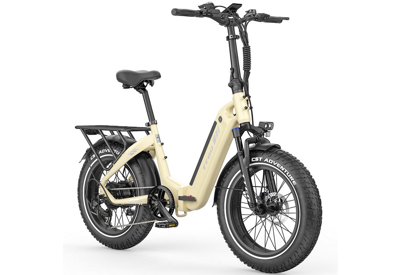 TTGO E-Bike Klapprad 20x4 Zoll, 70Nm Hinterradmotor, 140km, F6B, Drehmomentsensor, 7 Gang SHIMANO, Kettenschaltung, Heckmotor, 864 Wh, MAX. 150kg, Federgabel mit Lockout, Elektrofahrrad, hydr. Bremsen Bild 3