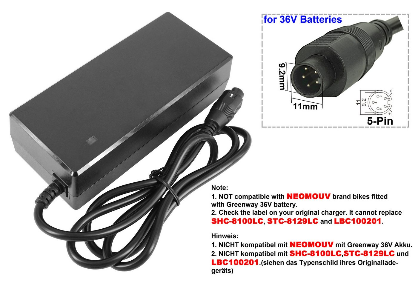 PowerSmart Batterie-Ladegerät (42V 2A SV 5-poliges für AGLC084V42S) Bild 4