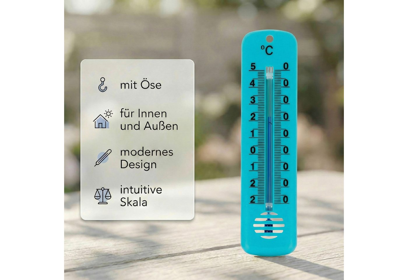 Lantelme Raumthermometer 3 Stück Set Innenthermometer Analog Thermometer Kunststoff Schwarz, Deutsche Herstellung, Temperatur -18 bis 50°C Länge 14cm Bild 2