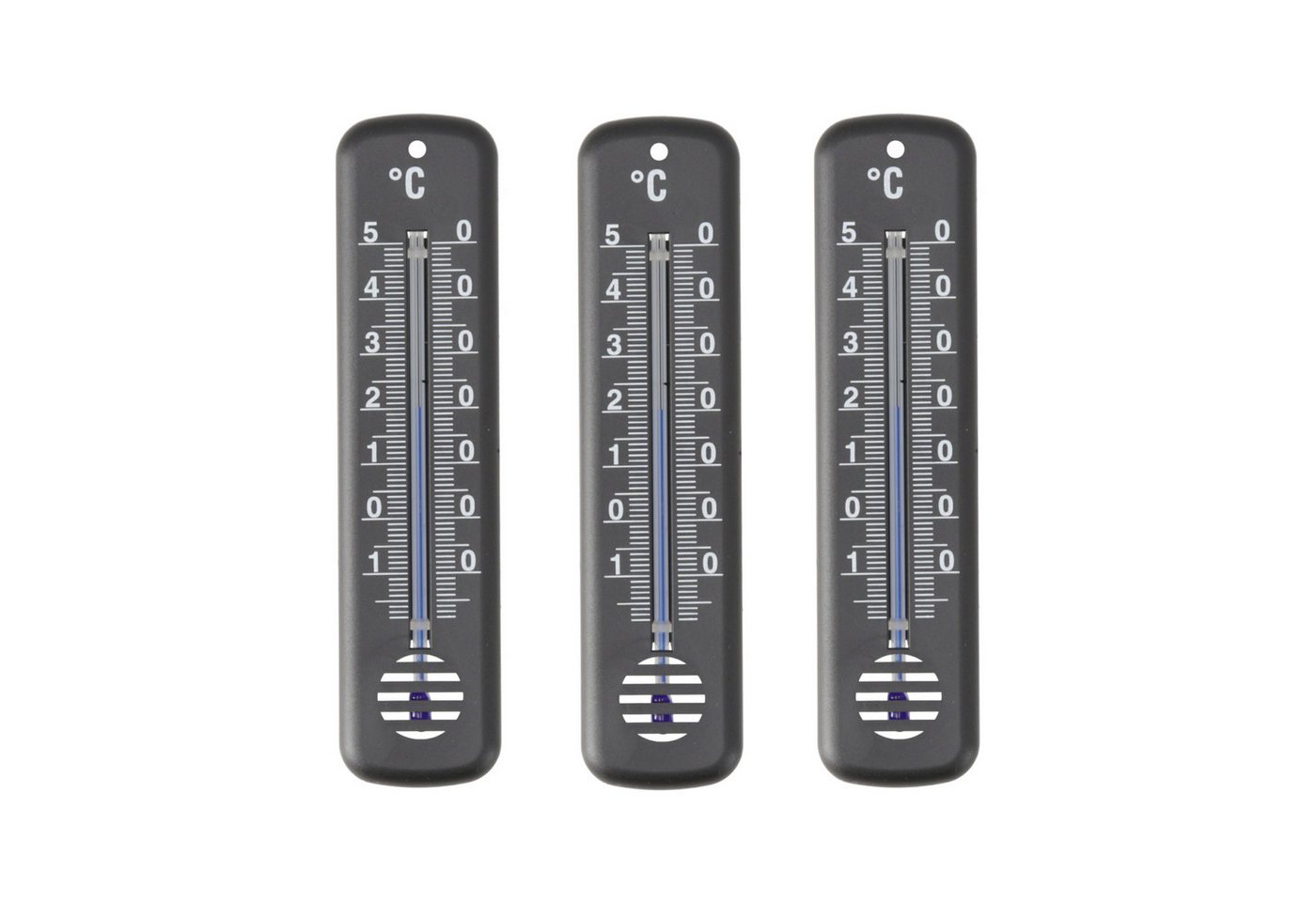 Lantelme Raumthermometer 3 Stück Set Innenthermometer Analog Thermometer Kunststoff Schwarz, Deutsche Herstellung, Temperatur -18 bis 50°C Länge 14cm Bild 3