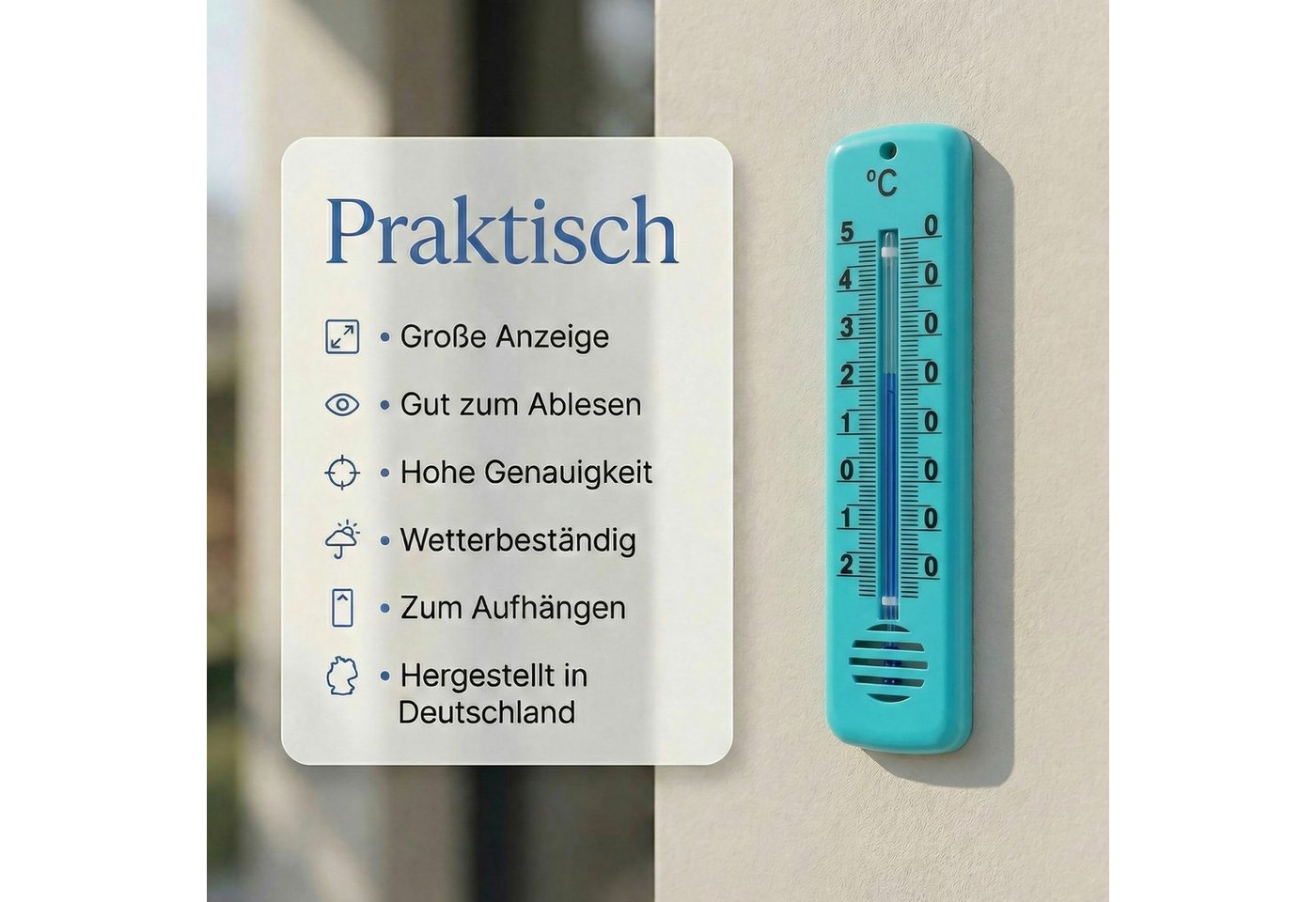 Lantelme Raumthermometer 3 Stück Set Innenthermometer Analog Thermometer Kunststoff Schwarz, Deutsche Herstellung, Temperatur -18 bis 50°C Länge 14cm Bild 5