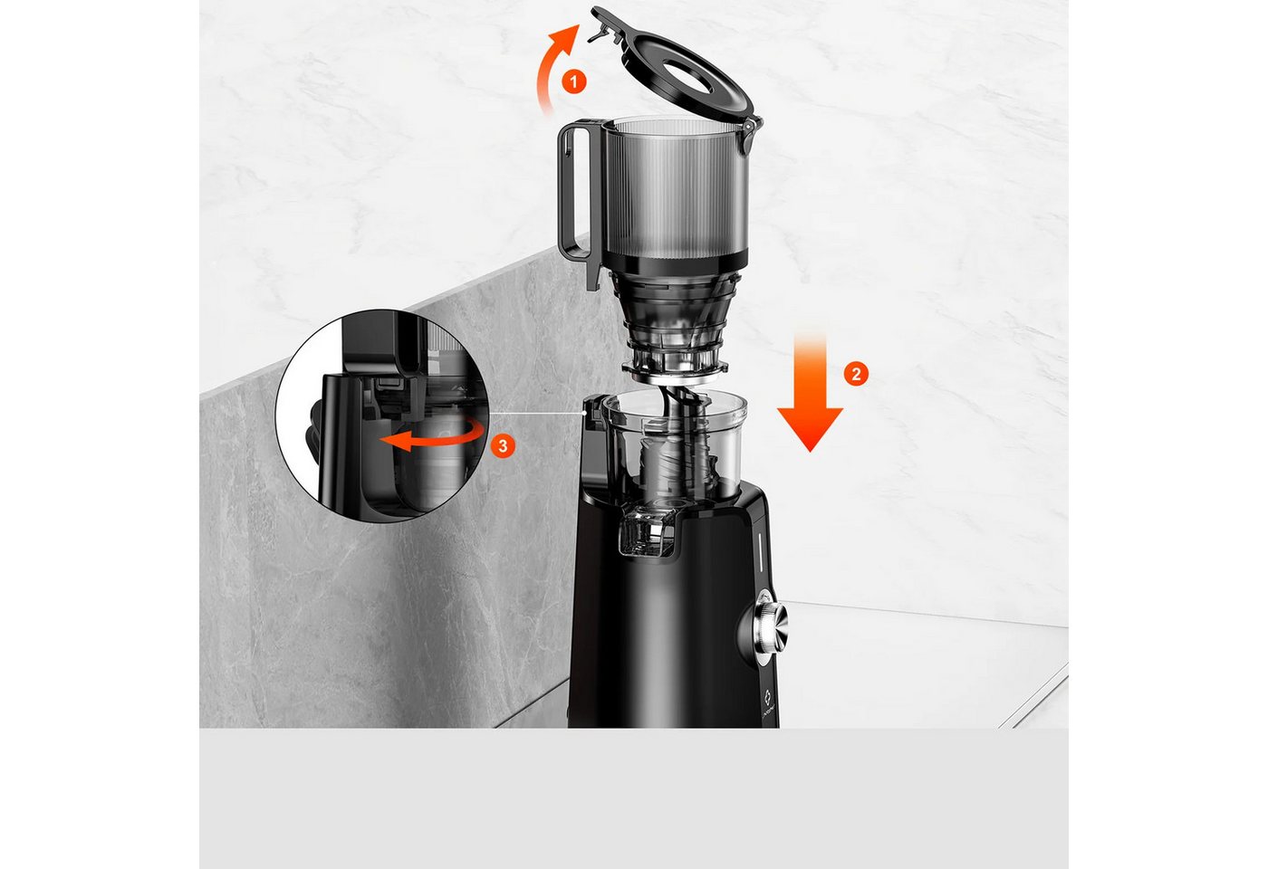 Linkchef Entsafter LINKChef SJ-051-EU-BL Entsafter 200W 1,2L Saftpresse Schwarz, 200 W Bild 3