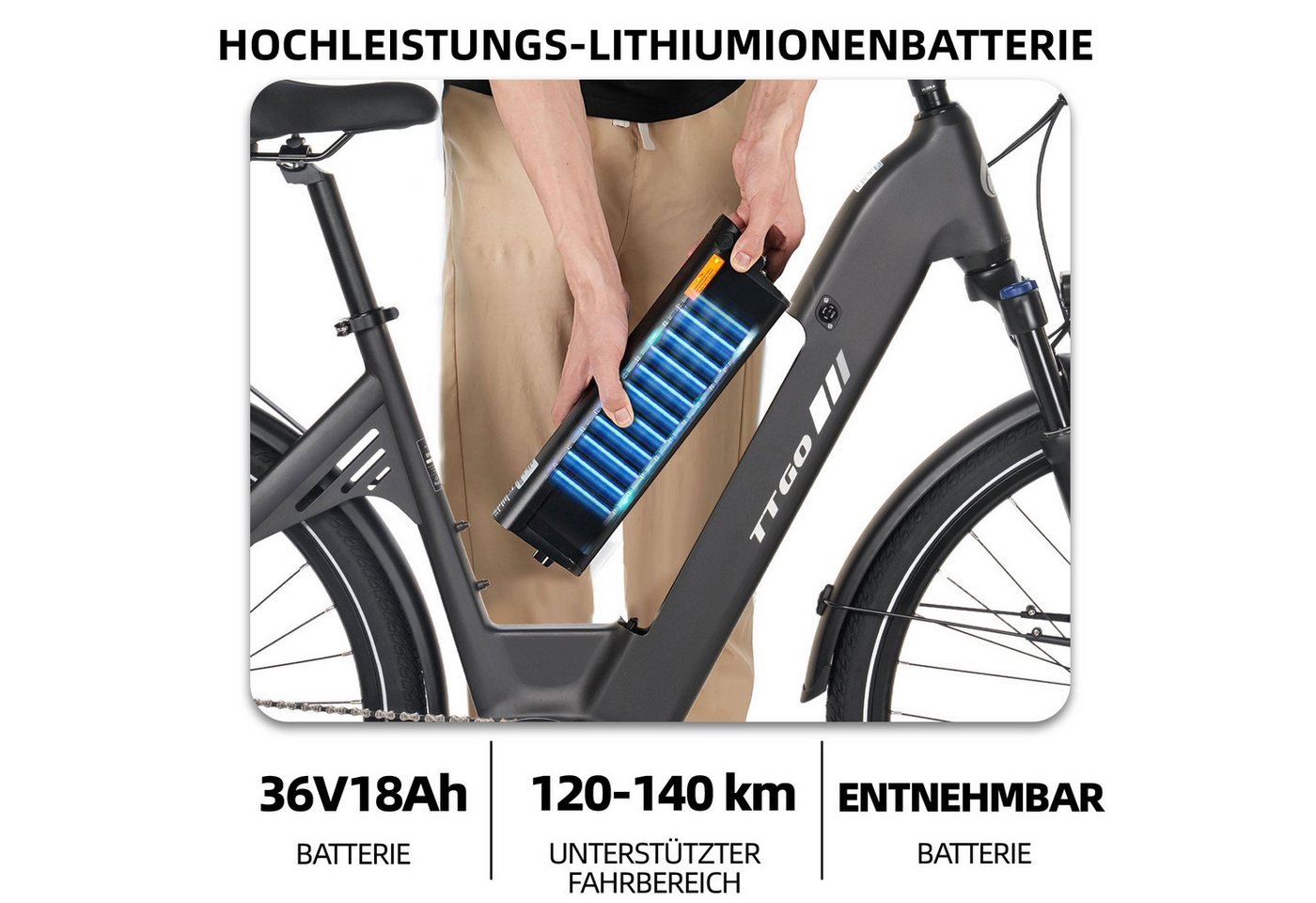 TTGO E-Bike Cityrad 28 Zoll, 75Nm Mittelmotor, 650Wh bis zu 140km, Lockout-Federgabel, 9 Gang Shimano, Kettenschaltung, Mittelmotor, 650 Wh, (Pedelec, Farb-LCD-Display, Hydr. Scheibenbremse, Tiefeinstieg), C7 SE, Drehmomentsensor, Elektrofahrrad für Damen und Herren