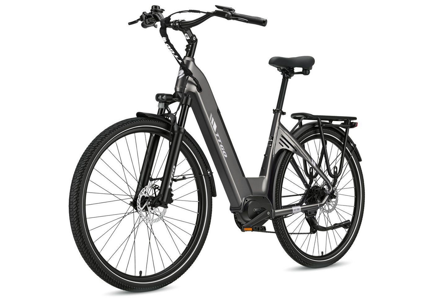 TTGO E-Bike Cityrad 28 Zoll, 75Nm Mittelmotor, 650Wh bis zu 140km, Lockout-Federgabel, 9 Gang Shimano, Kettenschaltung, Mittelmotor, 650 Wh, (Pedelec, Farb-LCD-Display, Hydr. Scheibenbremse, Tiefeinstieg), C7 SE, Drehmomentsensor, Elektrofahrrad für Damen und Herren Bild 2