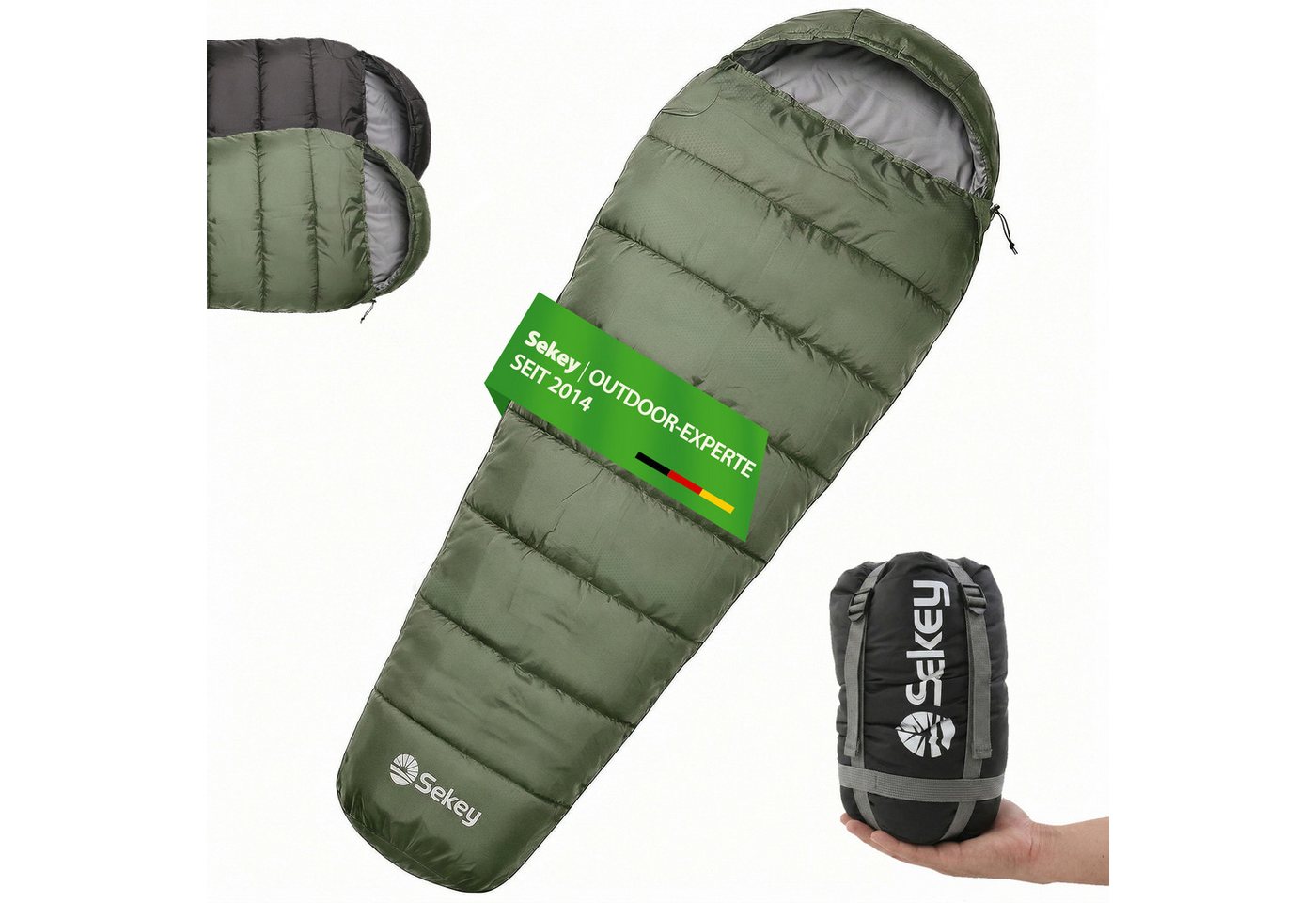 Sekey Mumienschlafsack Mumienschlafsack 220 cm leicht oder warm für Camping und Reisen, Leicht oder warm wählbar – 900g / 1700g - ideal für Camping & Trekking Bild 2