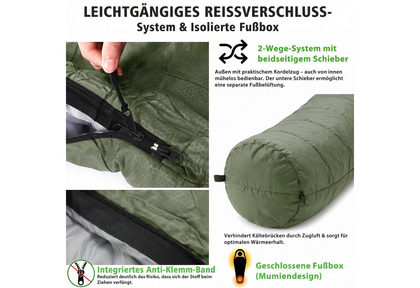 Sekey Mumienschlafsack Mumienschlafsack 220 cm leicht oder warm für Camping und Reisen, Leicht oder warm wählbar – 900g / 1700g - ideal für Camping & Trekking Bild 3