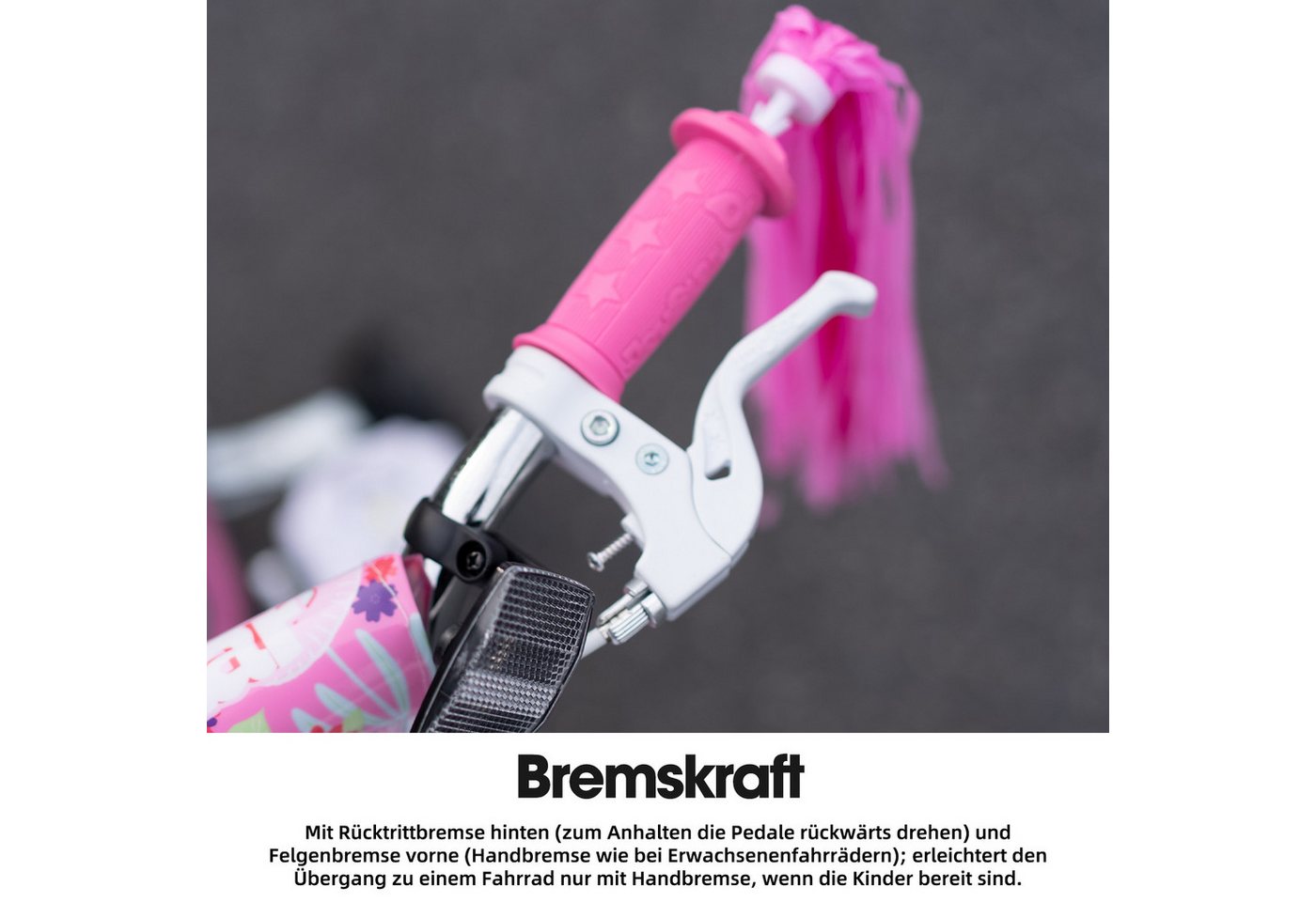 JOYSTAR Kinderfahrrad 12/14/16 Zoll Fahrräder für Mädchen im Alter von 2-7 Jahren, Mit Puppensitz, Bändern, Stützrädern, Korb, süßen Kritzeleien