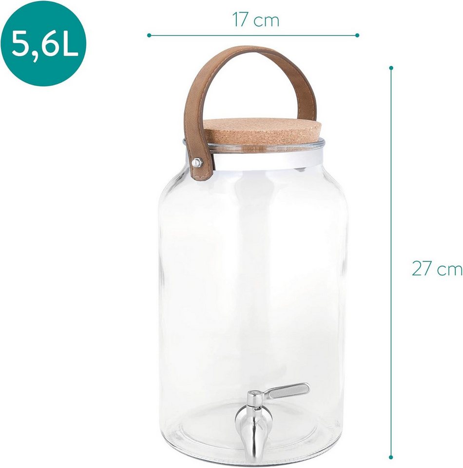 Navaris Getränkespender Navaris Getränkespender 5,6L Glas mit Edelstahlhahn Bild 3