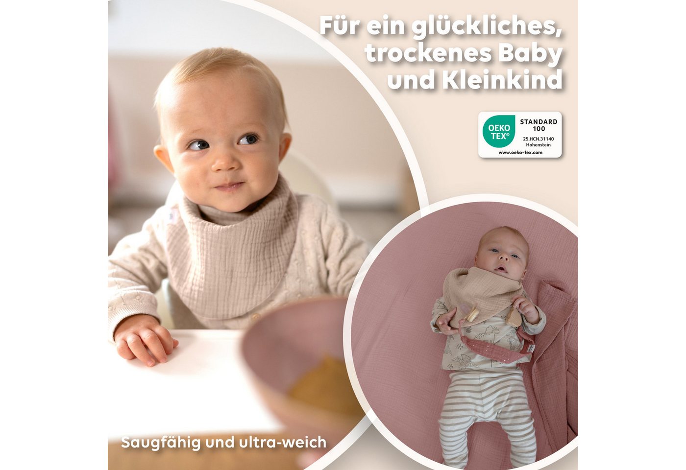lilimaus Spucktuch Musselin Dreieckstuch für Babys - Halstuch & Sabbertuch, (1-tlg), hält den Hals trocken & sitzt auch bei Bewegung - in 2 Größen