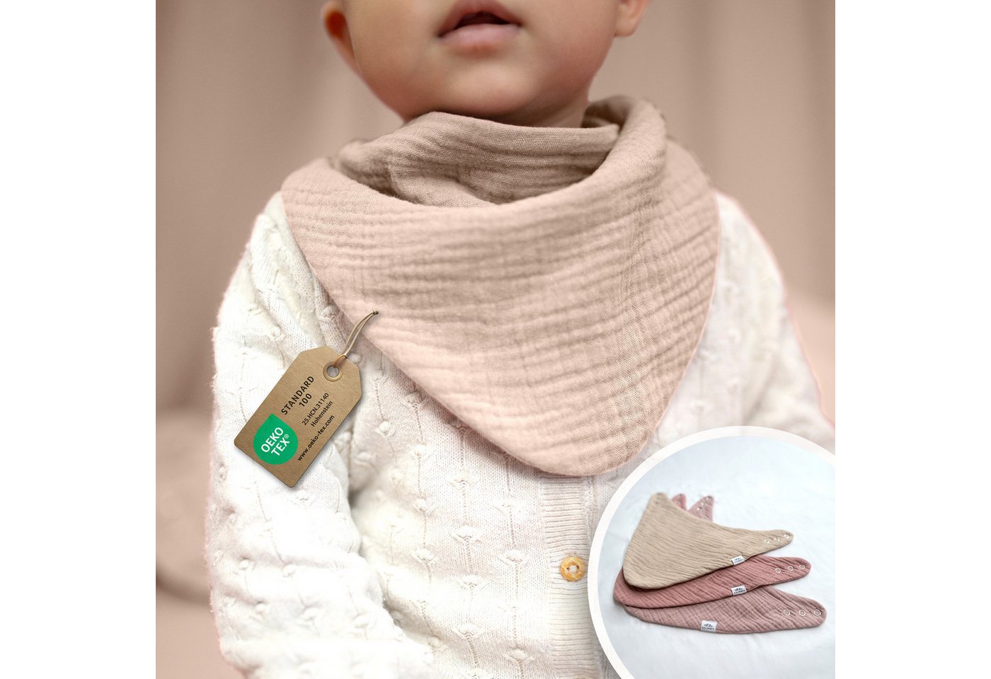 lilimaus Spucktuch Musselin Dreieckstuch für Babys - Halstuch & Sabbertuch, (1-tlg), hält den Hals trocken & sitzt auch bei Bewegung - in 2 Größen Bild 2