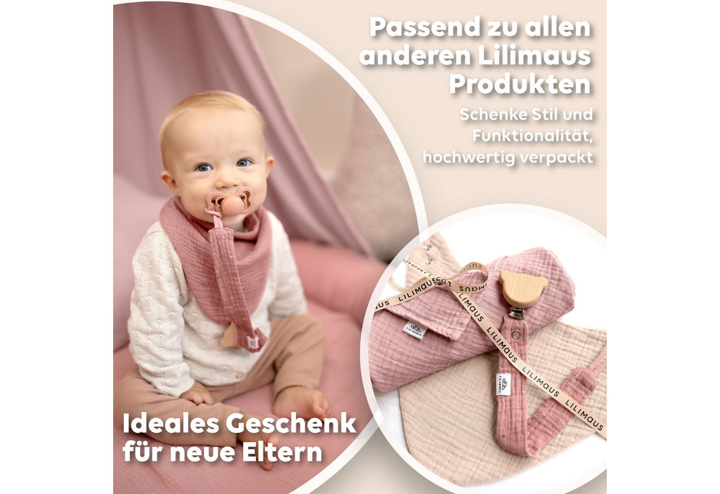 lilimaus Spucktuch Musselin Dreieckstuch für Babys - Halstuch & Sabbertuch, (1-tlg), hält den Hals trocken & sitzt auch bei Bewegung - in 2 Größen Bild 4