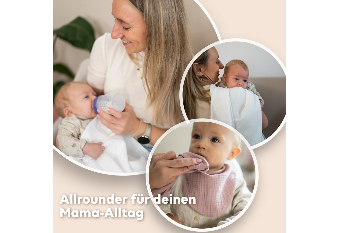 lilimaus Spucktuch Mulltücher für Babys aus 100% Baumwolle - weich & saugfähig, (3-tlg), 3er-Set, saugfähig & schnelltrocknend - auch als Kuscheltuch Bild 3