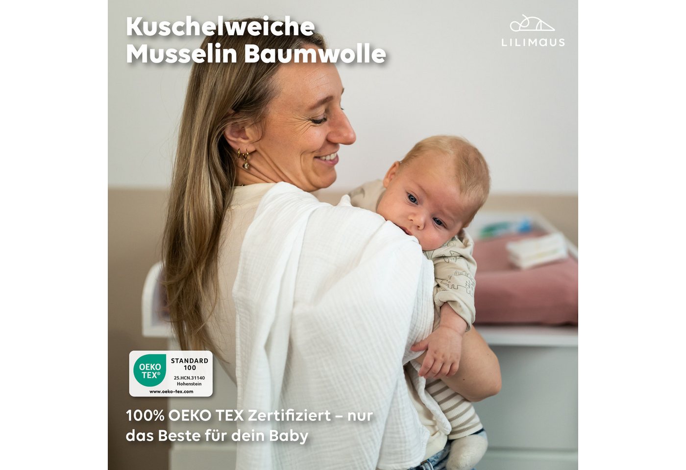 lilimaus Spucktuch Mulltücher für Babys aus 100% Baumwolle - weich & saugfähig, (3-tlg), 3er-Set, saugfähig & schnelltrocknend - auch als Kuscheltuch Bild 5
