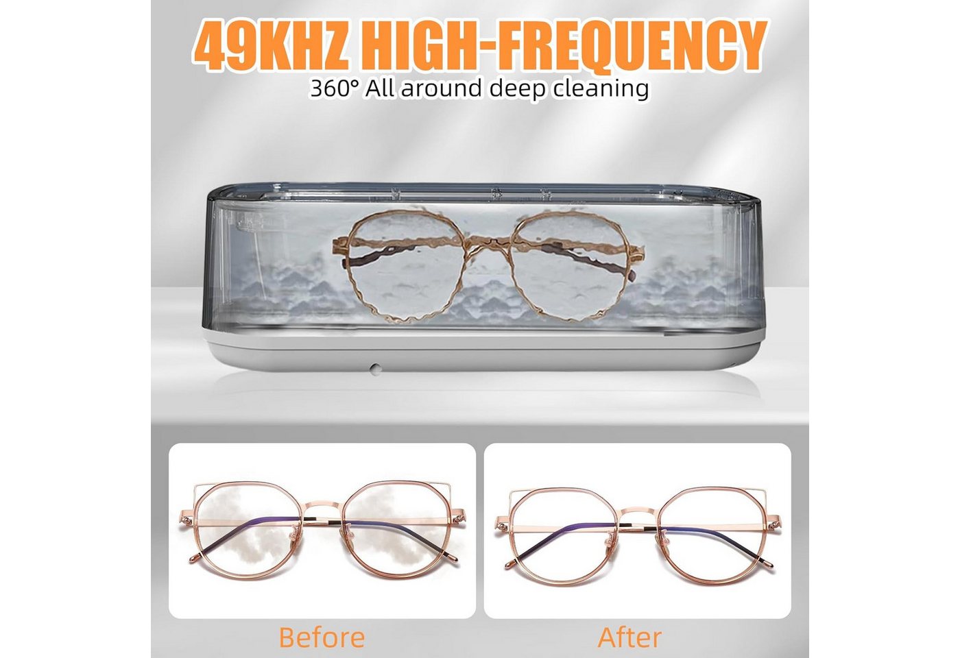 MOPUEA Ultraschallreiniger Ultraschallreinigungsgerät Brille,48KHz Schmuckreiniger 650ML, mit 5 Zeitfunktionen für Brillen,Schmuck,Uhren,Münzen Bild 4
