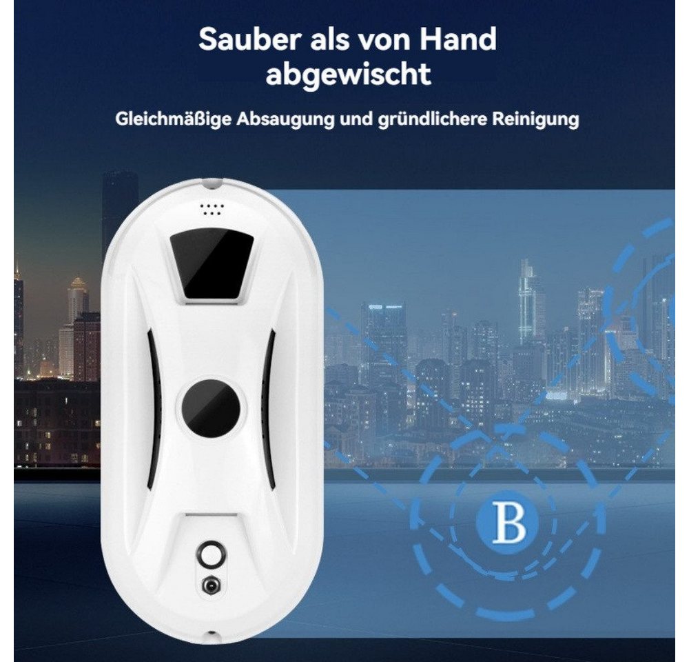 Ophy Fenstersauger Fensterreinigungsroboter (Fenstersauger) mit Fernbedienung, 65 dB leiser Betrieb–für glatte Glasflächen, ideal für Zuhause&Büro Bild 3