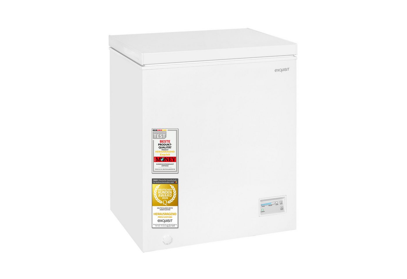 exquisit Gefriertruhe GT5150-E-041E, 70,5 cm breit, 142 l, 142 l Nutzinhalt, 4 Sterne Fach 142,0 l, 7,0 kg, Energieklasse E