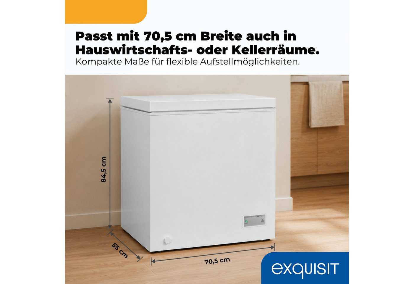 exquisit Gefriertruhe GT5150-E-041E, 70,5 cm breit, 142 l, 142 l Nutzinhalt, 4 Sterne Fach 142,0 l, 7,0 kg, Energieklasse E Bild 2
