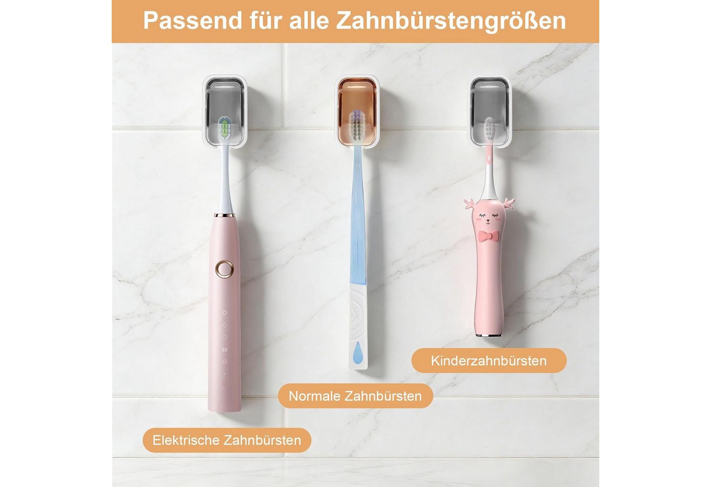 FELIXLEO UV-Zahnbürstenhalter 4 STK Zahnbürstenhalter Wandmontage Ohne Bohren Rasierhalter, 1-tlg.