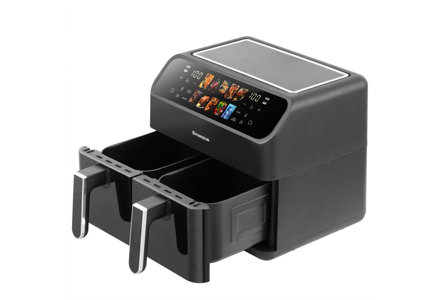 Sinaopus Heißluftfritteuse 10L XXL, Dual-Zone Airfryer 2000W mit 2×5L Körben & 10 Programmen, 2000 W, Doppelkammer-Airfryer mit LED-Touchdisplay, SYNC Funktion & Timer Bild 3