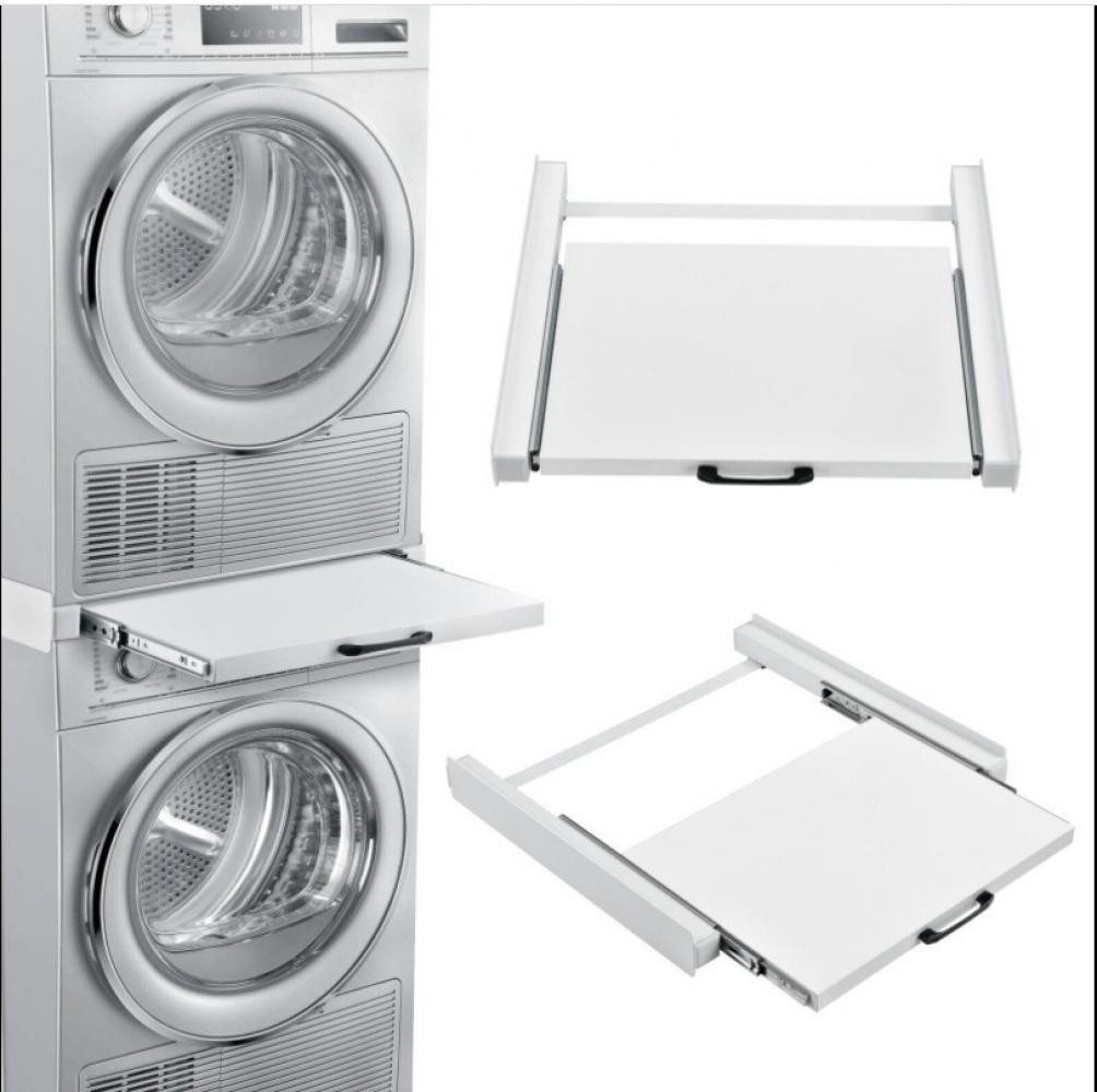 BBG Zwischenbaurahmen Zwischenbaurahmen für Waschmaschine und Trockner mit Ausziehablage (1-St., Waschmaschinen-Verbindungsrahmen 60 x 54 cm,Ablage bis 15 kg belastbar), Stahlrahmen mit Aluminiumprofilen, platzsparende Waschturm-Lösung Bild 4