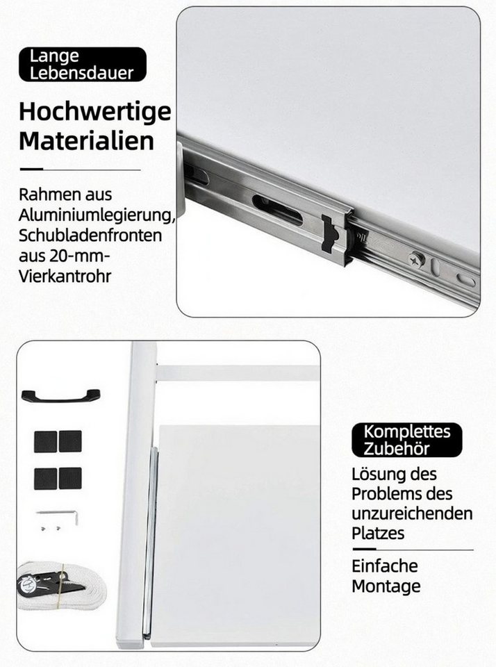 BBG Zwischenbaurahmen Zwischenbaurahmen für Waschmaschine und Trockner mit Ausziehablage (1-St., Waschmaschinen-Verbindungsrahmen 60 x 54 cm,Ablage bis 15 kg belastbar), Stahlrahmen mit Aluminiumprofilen, platzsparende Waschturm-Lösung Bild 5