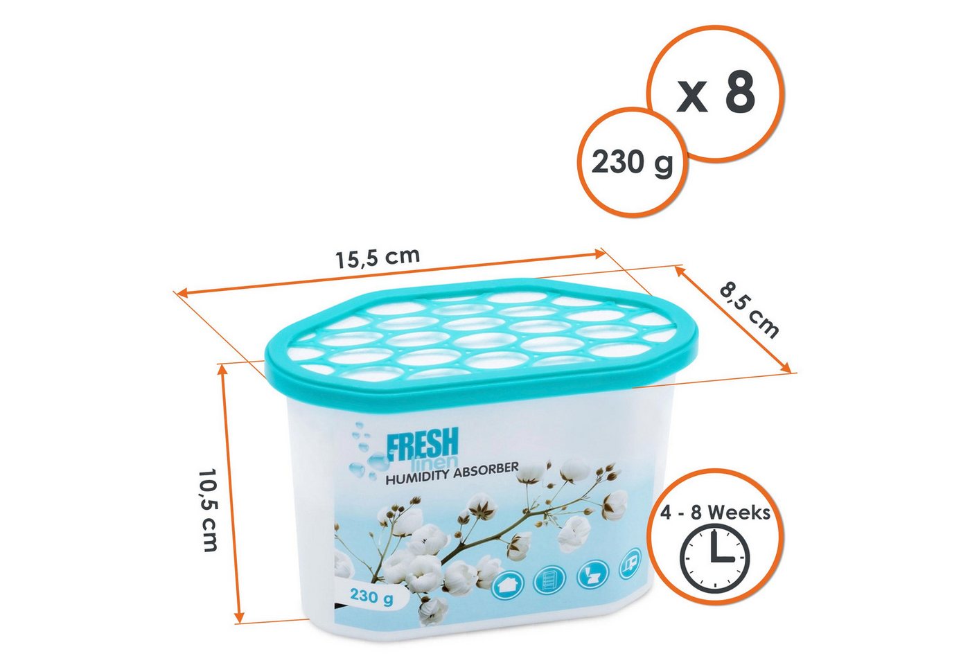 Spetebo Granulat-Luftentfeuchter Luftentfeuchter Granulat Box mit 230g Frischeduft Granulat, für 20 m³ Räume, Entfeuchtung 0,01 l/Tag, Tank 0,07 l, bis zu 4–8 Wochen Bild 5