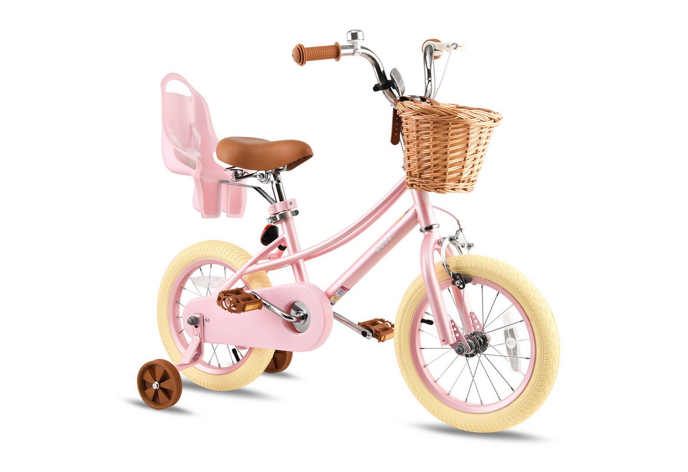 RULLY Kinderfahrrad Mädchen Kinderfahrrad 12/14/16/18/20 Zoll, 2–13 Jahre, mit Stützrädern, 1 Gang, Inkl. Korb, Puppensitz, Stützrädern, Schutzblech & Klingel Bild 3