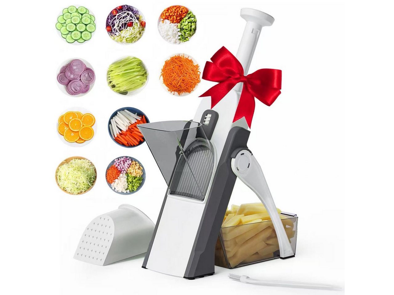 Kityhome Gemüseschneider Gemüseschneider 4-in-1 verstellbar Küchenhelfer Zerkleinerer, 4 Schneidmodi,Würfel / Stifte / Scheiben / Streifen / Julienne Bild 2
