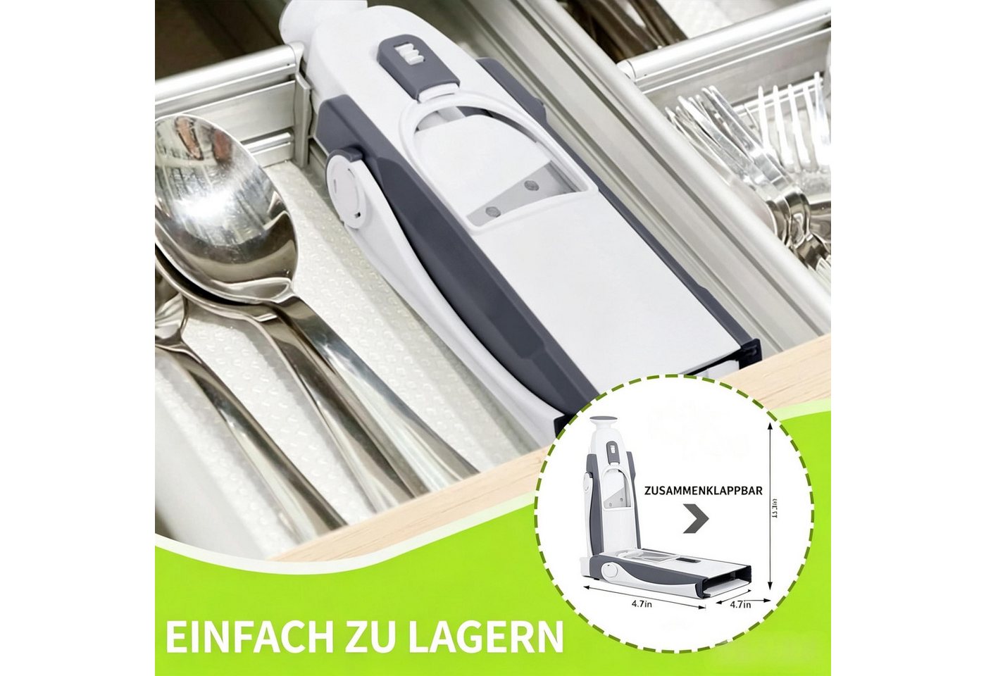Kityhome Gemüseschneider Gemüseschneider 4-in-1 verstellbar Küchenhelfer Zerkleinerer, 4 Schneidmodi,Würfel / Stifte / Scheiben / Streifen / Julienne Bild 3