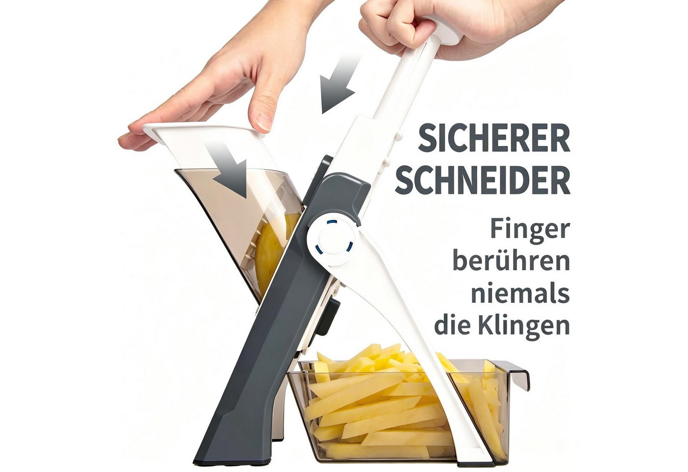 Kityhome Gemüseschneider Gemüseschneider 4-in-1 verstellbar Küchenhelfer Zerkleinerer, 4 Schneidmodi,Würfel / Stifte / Scheiben / Streifen / Julienne Bild 5
