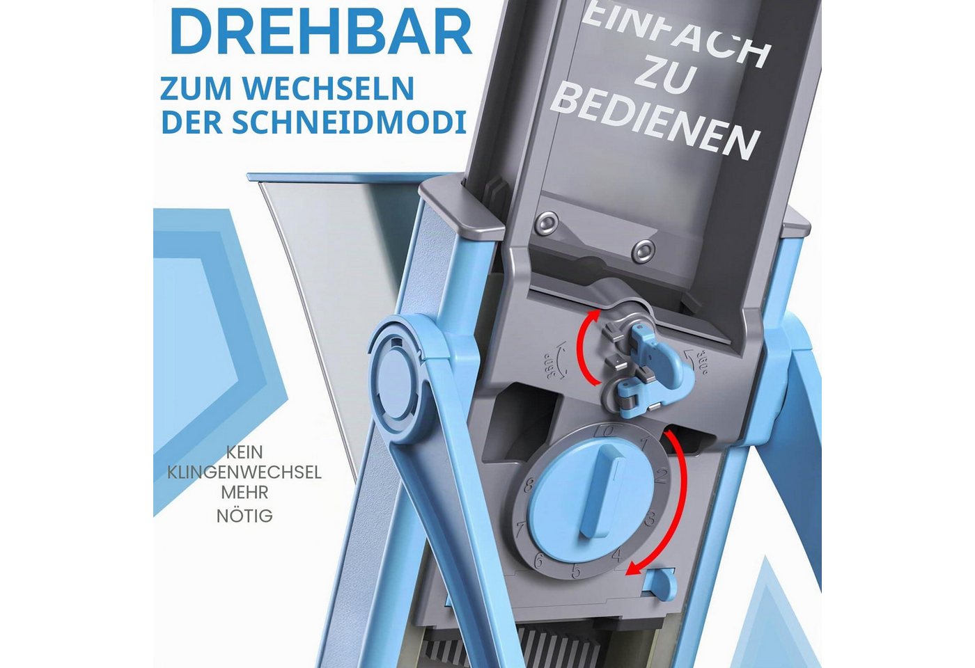 Kityhome Gemüseschneider Gemüseschneider 4-in-1 mit Auffangbecken Pommes Schneider, 4 Schneidmodi,420er Edelstahlklingen,klappbares Design Bild 2