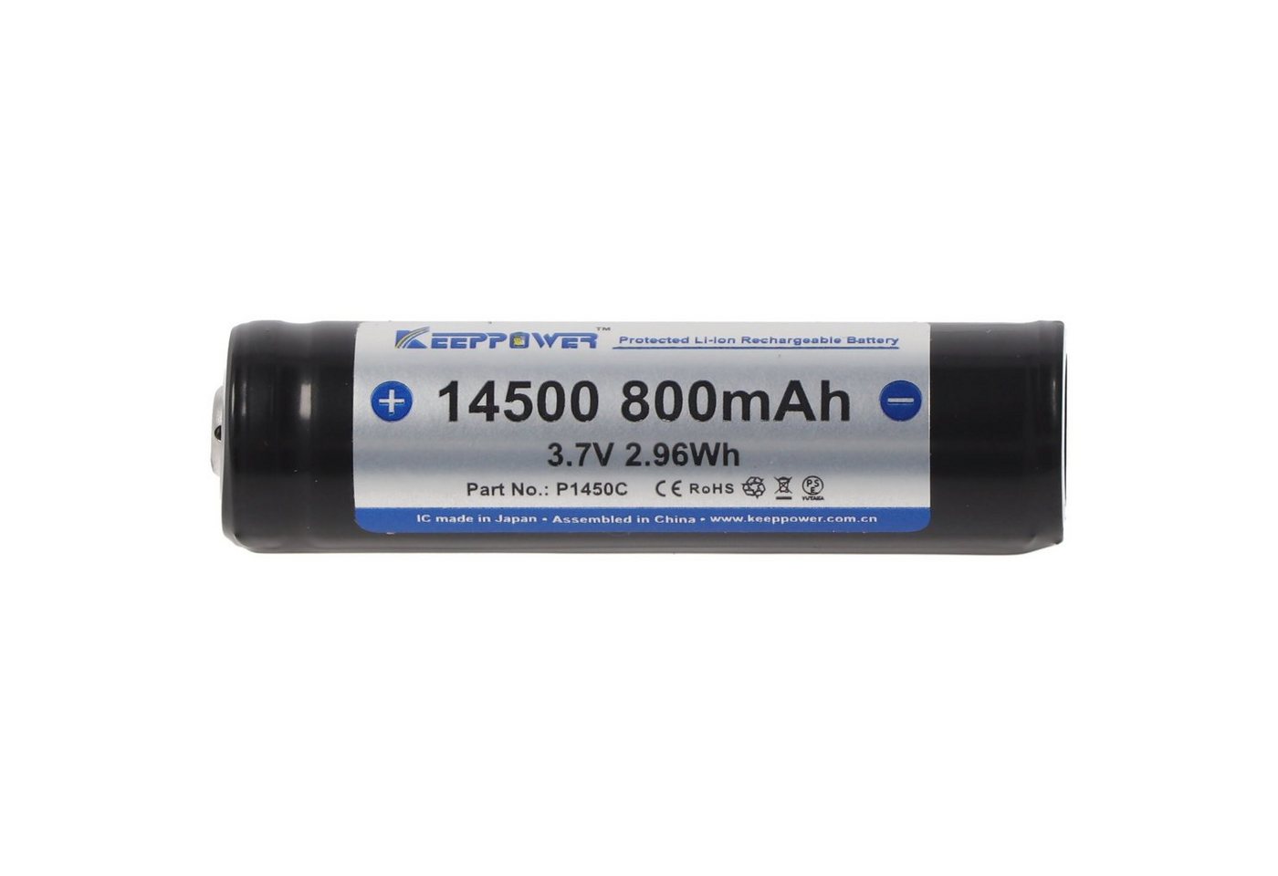 Keeppower Keeppower 14500 mit 800mAh, 3,7V Li-Ion-Akku geschützt, 52 x 14,3mm A Akku 800 mAh (3,7 V) Bild 2