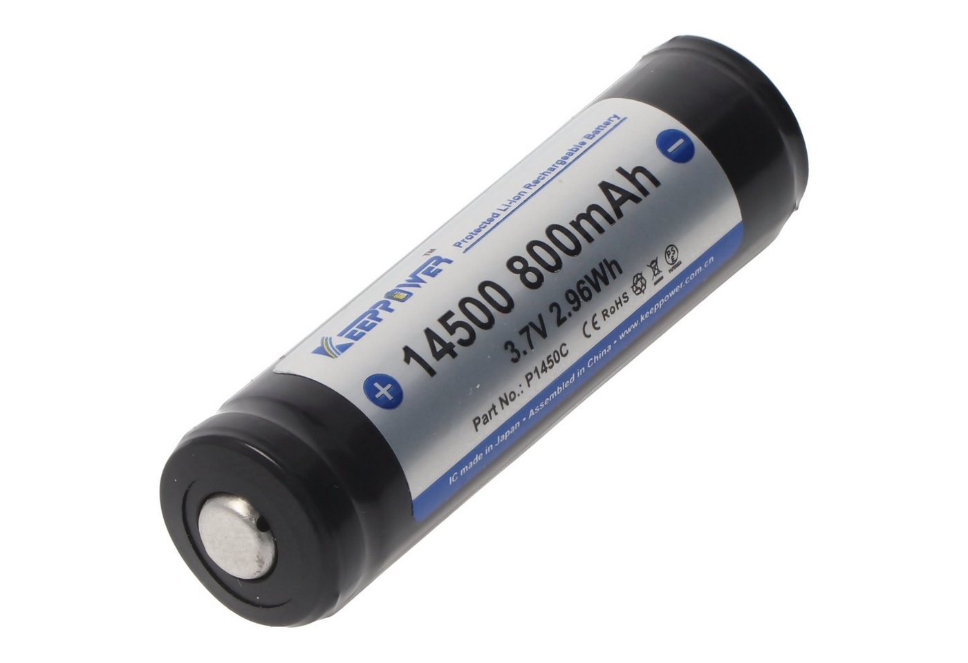 Keeppower Keeppower 14500 mit 800mAh, 3,7V Li-Ion-Akku geschützt, 52 x 14,3mm A Akku 800 mAh (3,7 V) Bild 4