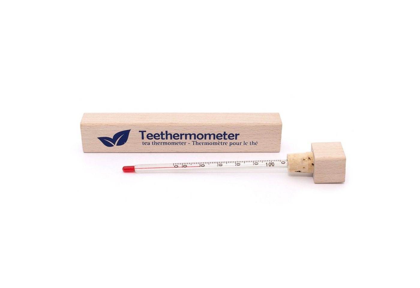 Lantelme Kochthermometer in Holzbox Teethermometer Analog Teeglas Teekanne Tee Thermometer, Deutsche Herstellung, mit Aufdruck für Teetemperaturen