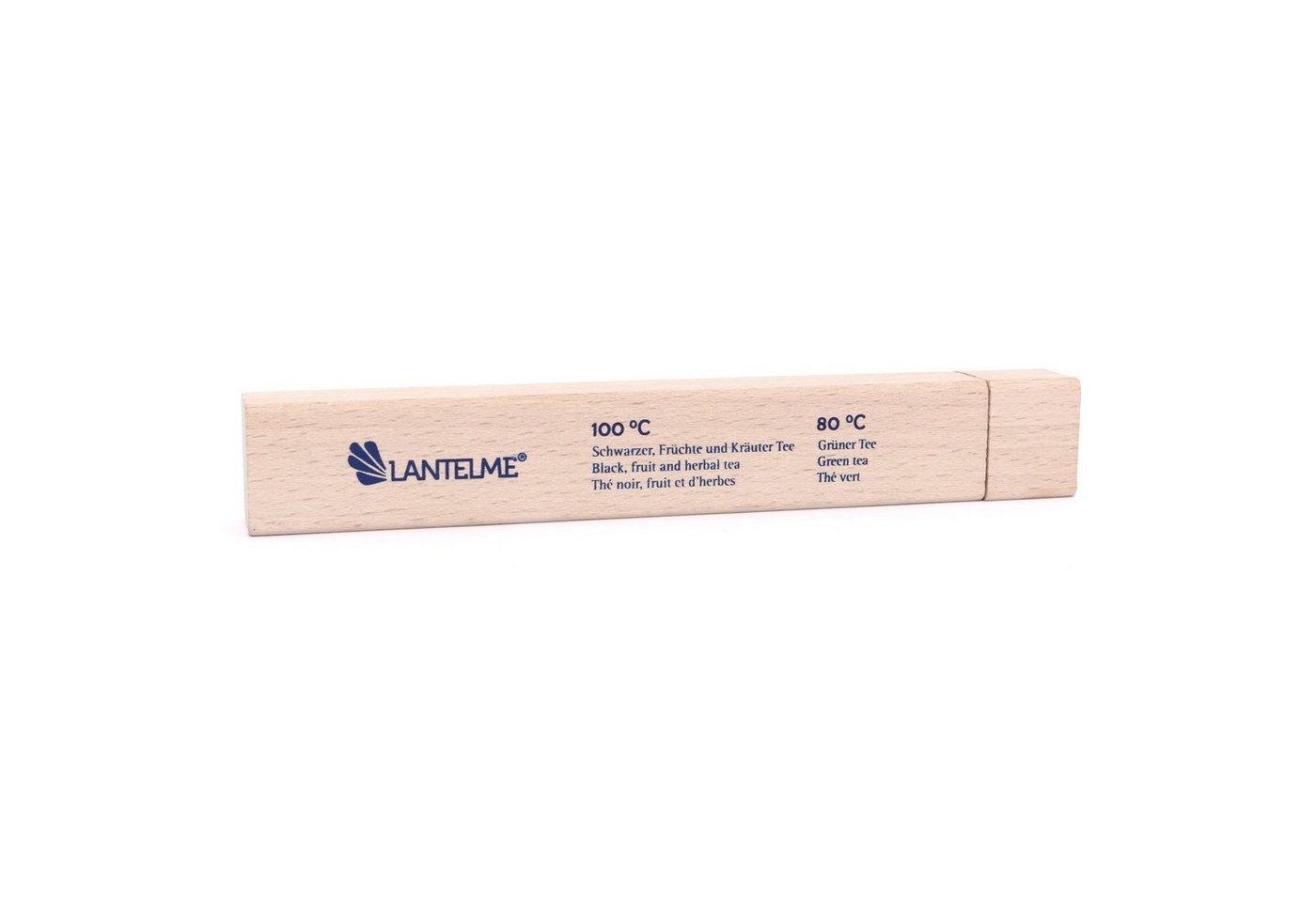 Lantelme Kochthermometer in Holzbox Teethermometer Analog Teeglas Teekanne Tee Thermometer, Deutsche Herstellung, mit Aufdruck für Teetemperaturen Bild 2