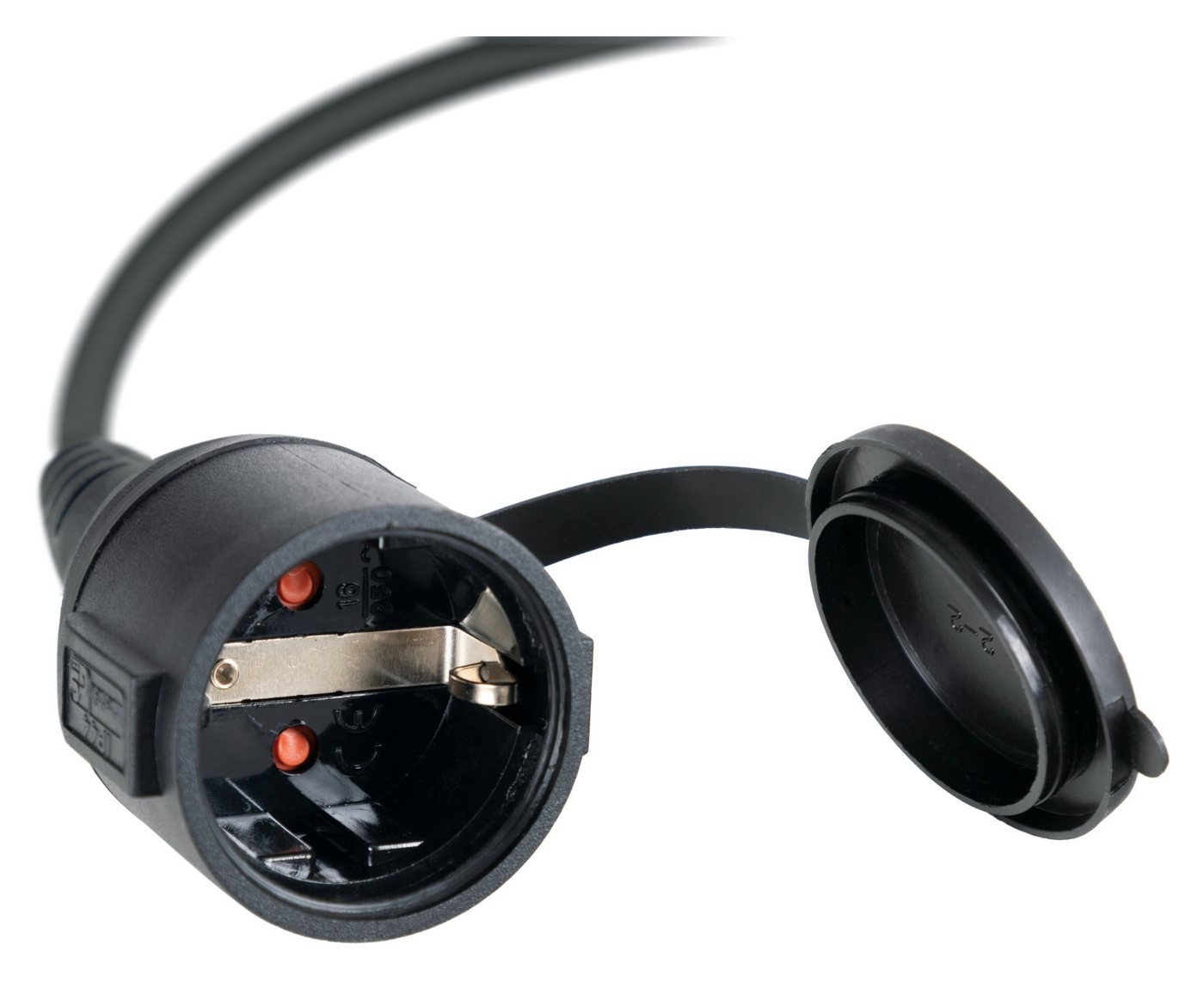 Stagecaptain Verlängerungskabel Aussenbereich 10m, IP44, H07RN-F Kabel (3x 1,5 mm) Verlängerungskabel, Schuko, Schutzkontakt (1000 cm), Gummiummantelt - Mit Kindersicherung und Abdeckkappe