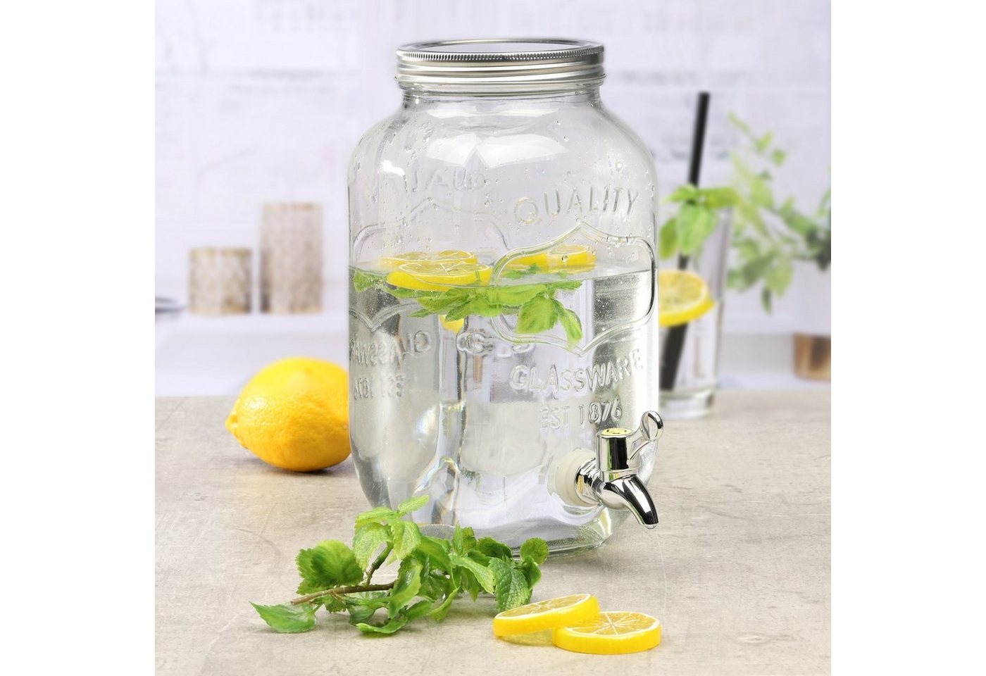 Rungassi Getränkespender Getränkespender Glas mit Zapfhahn 3L Wasserspender Saftspender Bild 2