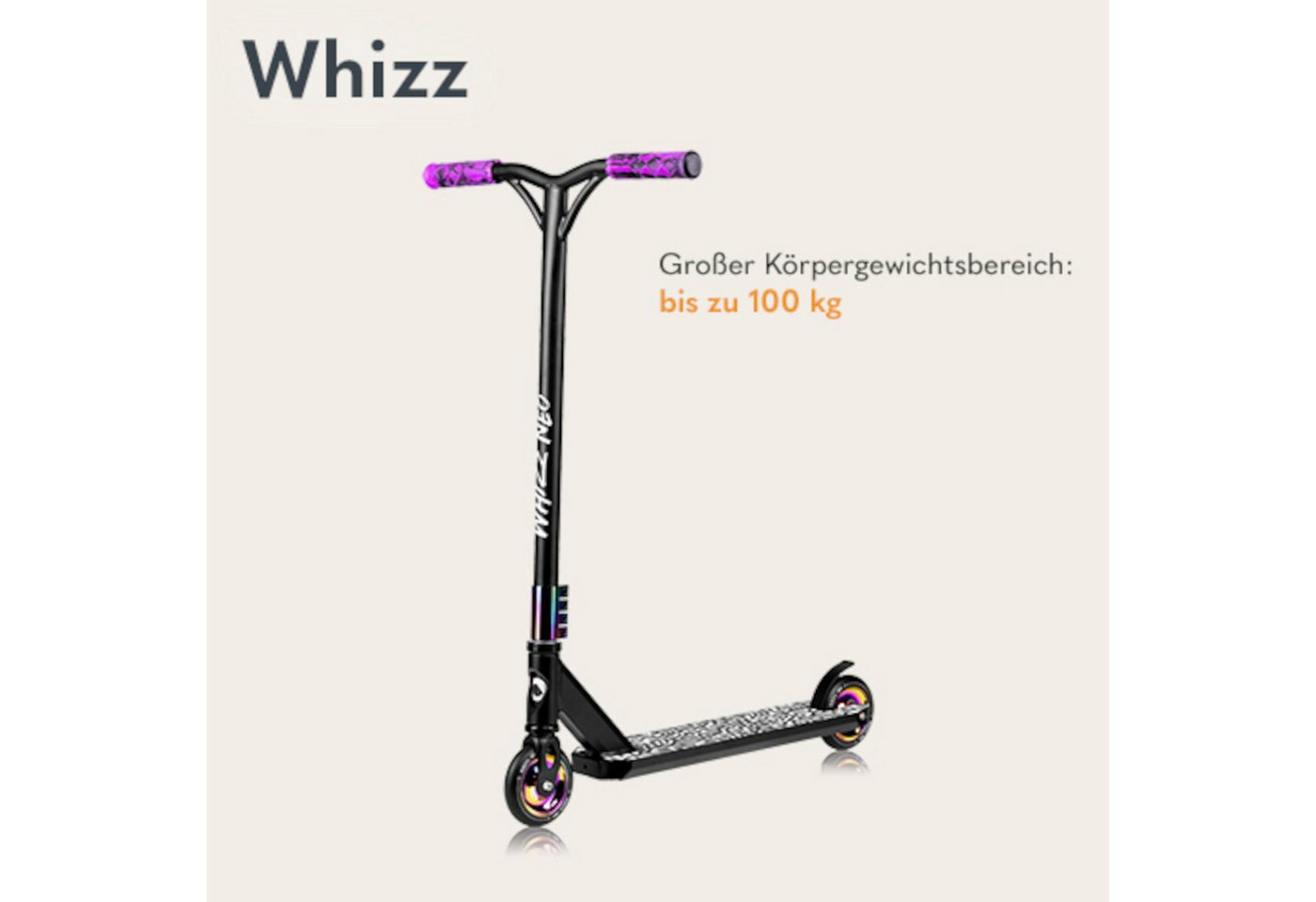 lionelo Cityroller WHIZZ NEO, (Set, Set), ideal zum Erlernen des Fahrens/ABEC-9/Flex Fender - MN Steel