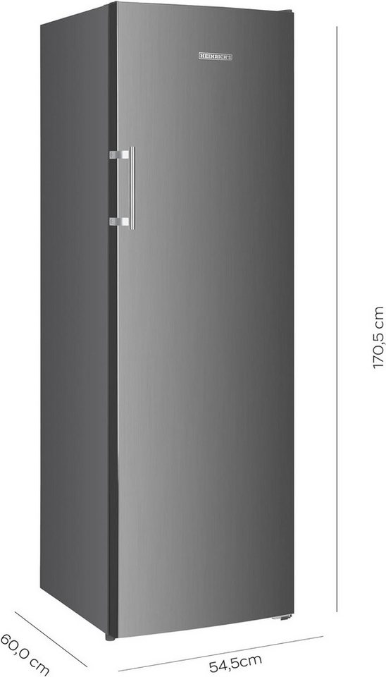 Heinrich´s Gefrierschrank HGS 3193 IX, 170.5 cm hoch, 54.5 cm breit, Tiefkühlschrank Freezer 204 L No-Frost
