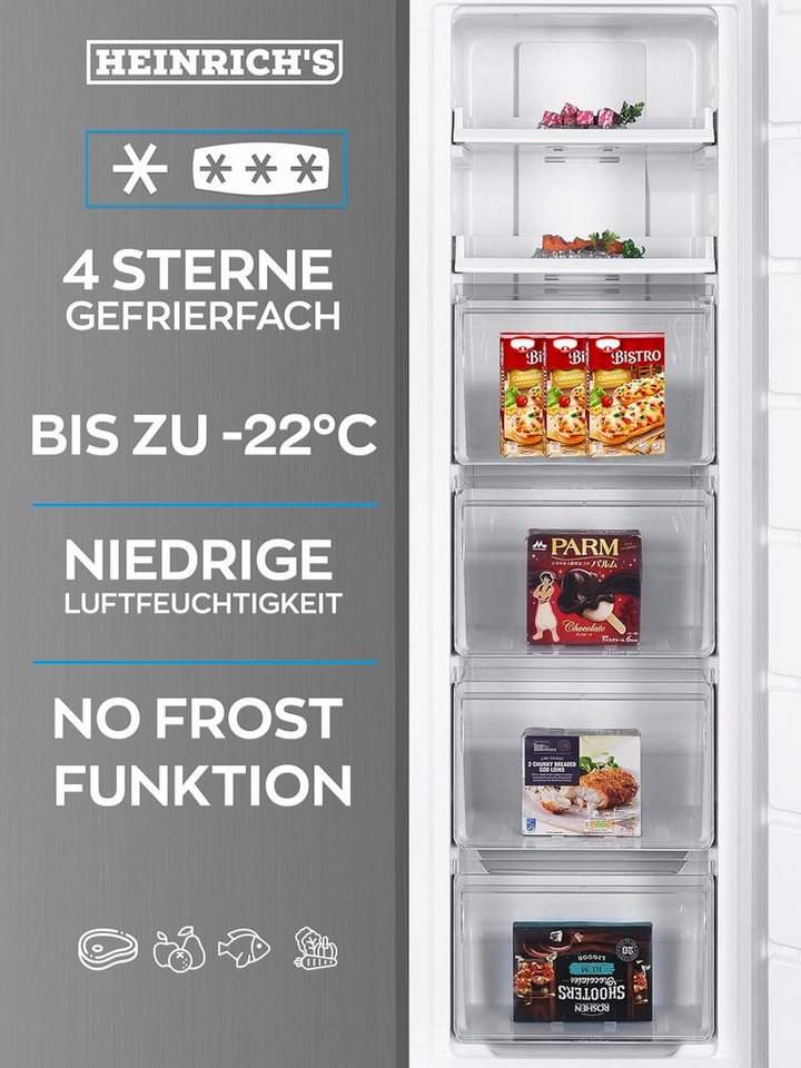 Heinrich´s Gefrierschrank HGS 3193 IX, 170.5 cm hoch, 54.5 cm breit, Tiefkühlschrank Freezer 204 L No-Frost Bild 2