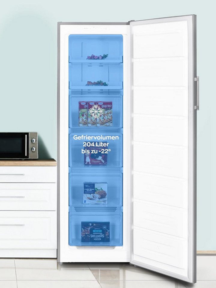 Heinrich´s Gefrierschrank HGS 3193 IX, 170.5 cm hoch, 54.5 cm breit, Tiefkühlschrank Freezer 204 L No-Frost Bild 5