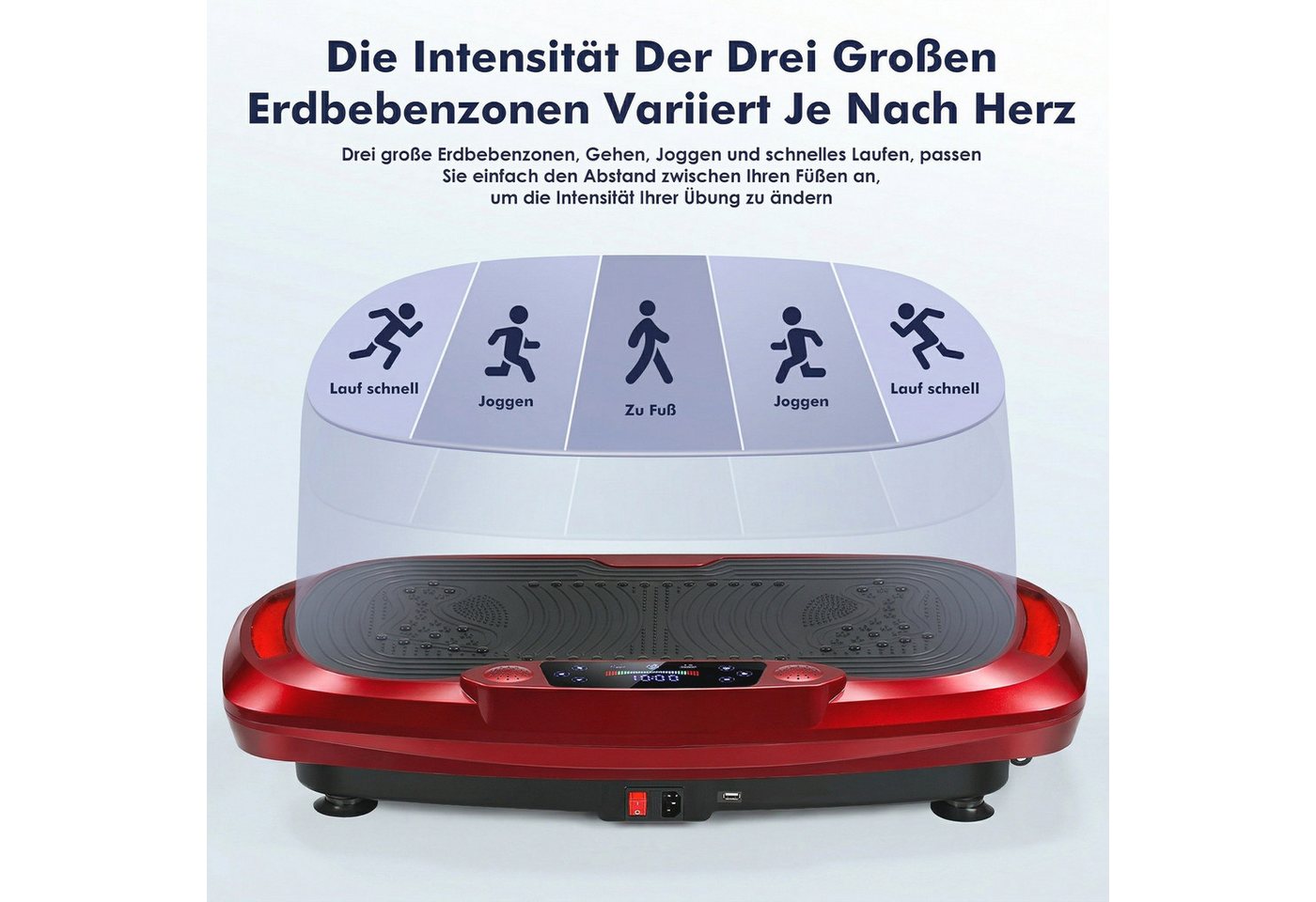 kehot Vibrationsplatte 4D Vibrationsplatte mit 3 Motoren–Profi Ganzkörpertraining für zuhause, 300 W, 120 Intensitätsstufen, (5 Programme, Bluetooth-Musik & Magnet-Massage, Einfache Bedienung), inkl. Trainingsbänder, Fernbedienung für effektives Heimtraining,200kg Bild 4
